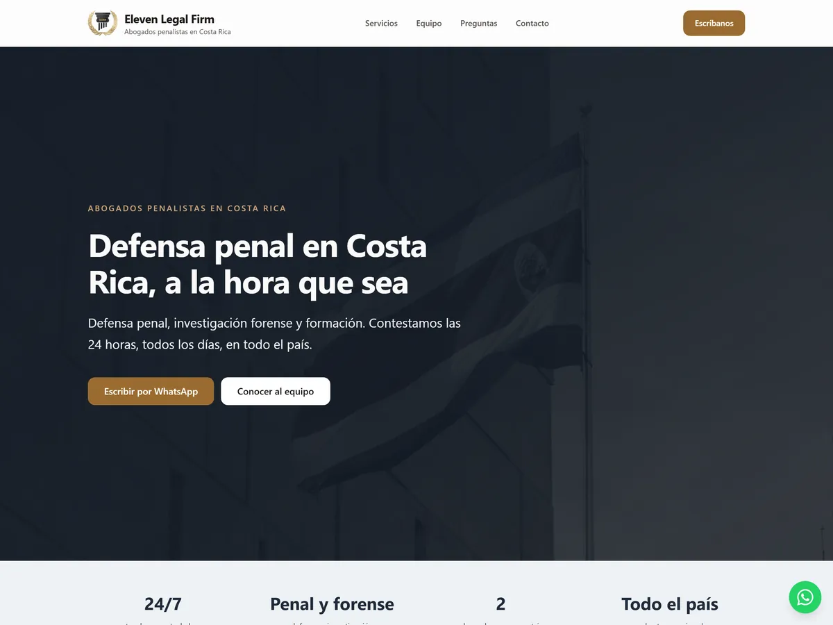 Captura del sitio de Eleven Abogados